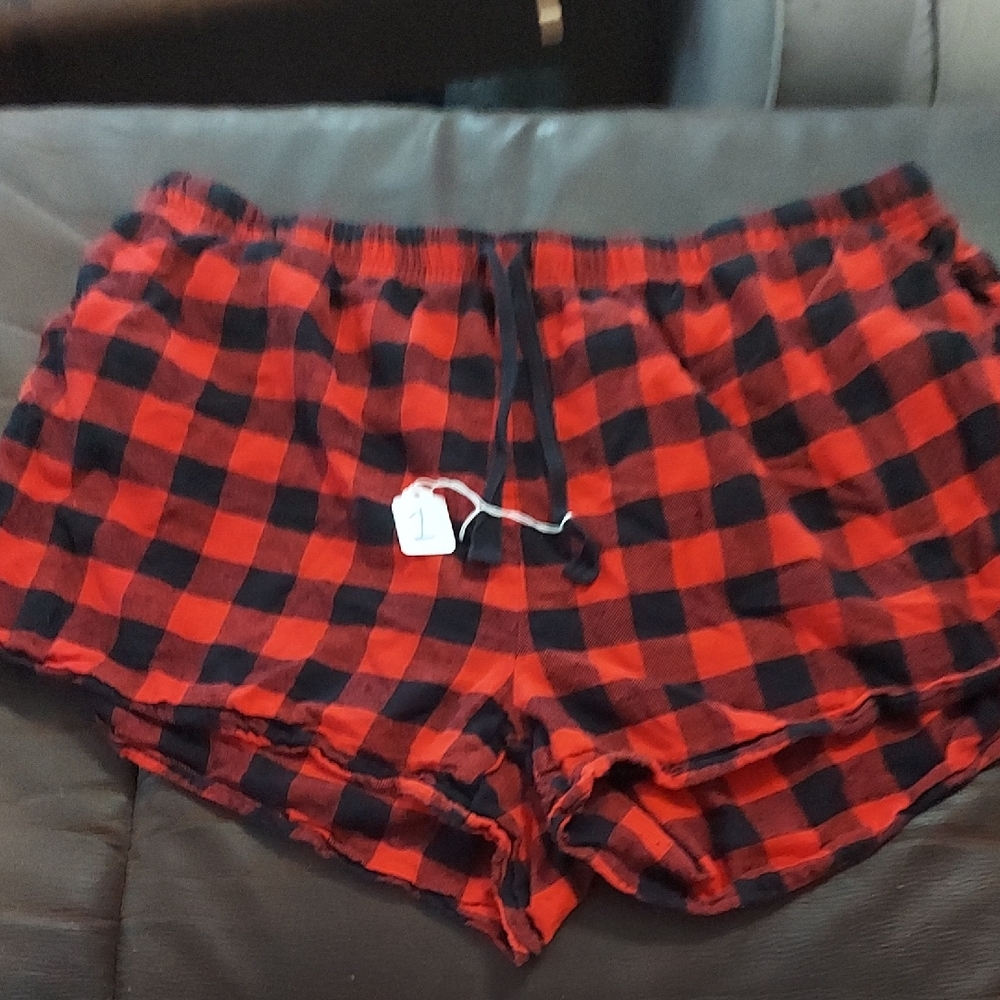 Plaid Red and Black Women's Pajama Shorts